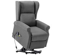 vidaXL Sillón TV Masaje con Sistema Elevación Reclinable Silla Relax Mueble Balanceador Elevador Ergonómico Cómoda Fácil de Limpiar Tela Gris Claro