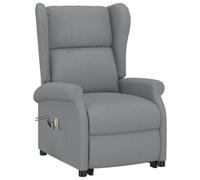 vidaXL Sillón TV Masaje con Sistema Elevación Reclinable Silla Relax Mueble Balanceador Elevador Ergonómico Cómoda Fácil de Limpiar Tela Gris Claro