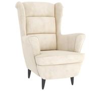 vidaXL Sillón TV Relajante Silla Auxiliar Salón Sala de Estar Oficina Asiento Acolchado Orejero Butaca Muebles Mobiliario Terciopelo Blanco Crema