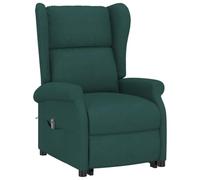 vidaXL Sillón TV Sistema de Elevación Reclinable Silla Levantapersonas Relax Mueble Balanceador Elevador Ergonómico Cómoda Tela Verde Oscuro