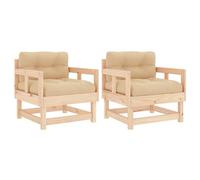 vidaXL Sillones de jardín con Cojines 2 uds Madera Maciza de Pino