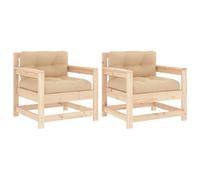 vidaXL Sillones de jardín con Cojines 2 uds Madera Maciza de Pino