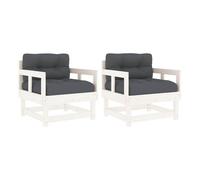 Vidaxl sillones de jardín con cojines 2 uds madera maciza pino blanco