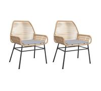 Vidaxl sillones de jardín con cojines 2 uds ratán sintético marrón
