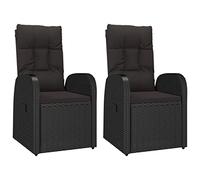 vidaXL Sillones de jardín reclinables con Cojines 2 uds ratán PE Negro