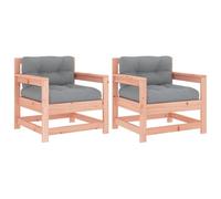 vidaXL Sillones de jardín y Cojines 2 uds Madera Maciza Abeto Douglas