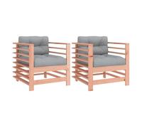 Vidaxl sillones de jardín y cojines 2 uds madera maciza abeto douglas