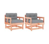 Vidaxl sillones de jardín y cojines 2 uds madera maciza abeto douglas