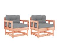 vidaXL Sillones de jardín y Cojines 2 uds Madera Maciza Abeto Douglas