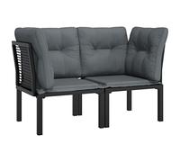 Sillones Esquina Jardín Con Cojines 2 Uds Ratán Pe Negro Y Gris Vidaxl