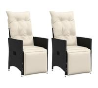 vidaXL Sillones reclinable jardín Cojines 2 uds ratán sintético Negro