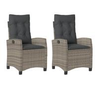 vidaXL Sillones reclinable jardín y Cojines 2 uds ratán sintético Gris