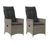 vidaXL Sillones reclinables de jardín 2 uds con cojines ratán sintético Gris