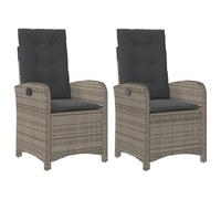 vidaXL Sillones reclinable jardín y Cojines 2 uds ratán sintético Gris
