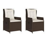 vidaXL Sillones reclinables de jardín 2 uds ratán sintético marrón, Silla de Patio reclinable, Asiento de jardín reclinable, Tumbona