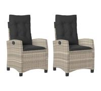 vidaXL Sillones reclinables de jardín con Cojines Gris 2 uds ratán PE