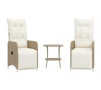 Sillones Reclinables De Jardín Con Mesa 2 Uds Ratán Pe Beige Vidaxl