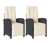 vidaXL Sillones reclinables jardín con reposapiés 2 uds ratán PE Negro