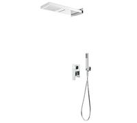 vidaXL Sistema de Ducha Cuarto de Baño Agua Torre Panel Fija Cabezal Unidad Relajante Moderno Robusta Estable Acero Inoxidable 201 Plateado