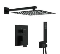 vidaXL Sistema de Ducha Empotrado (Cuadrado) Negro