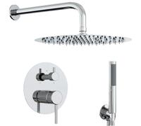 vidaXL - Sistema de ducha oculta (redonda) plateado de acero inoxidable 201, actualización de baño, sistema de ducha resistente con ducha de lluvia, accesorio moderno para baño