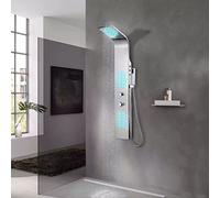 vidaXL Sistema de Panel de Ducha Moderno Curvado de Acero Inoxidable Cromado