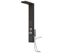 vidaXL Sistema de Panel de Ducha Torre Aseo Cuarto de Baño Inodoro Alcachofa Cascada Chorros de Masaje Termostato Moderno Aluminio Negro