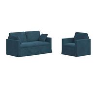 vidaXL Sofá 2 pcs Azul 158 x 78 x 80 cm Terciopelo, Sala de Estar, Forma Rectangular, diseño Moderno, Materiales duraderos, características ergonómicas para Comodidad y Estilo en Cualquier Espacio