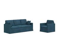 vidaXL Sofá 2 pcs Azul 198 x 78 x 80 cm Terciopelo, Sala de Estar, Forma Rectangular, diseño Moderno, Materiales duraderos, características ergonómicas para Comodidad y Estilo en Cualquier Espacio