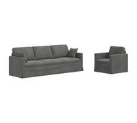 vidaXL Sofá 2 pcs Gris Oscuro 228 x 78 x 80 cm Terciopelo, Sala de Estar, Forma Rectangular, diseño Moderno, Materiales duraderos, características ergonómicas para Comodidad y Estilo en Cualquier ESP
