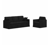 vidaXL Sofá 2 pcs Negro 198 x 78 x 80 cm Terciopelo, Sala de Estar, Forma Rectangular, diseño Moderno, Materiales duraderos, características ergonómicas para Comodidad y Estilo en Cualquier Espacio