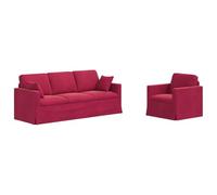 vidaXL Sofá 2 pcs Rojo Vino