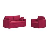 vidaXL Sofá 2 pcs Rojo Vino
