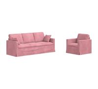 vidaXL Sofá 2 piezas Rosa terciopelo 198×78×80 cm Diseño moderno ergonómico