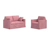 vidaXL Sofá 2 pcs Rosa