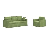 vidaXL Sofá 2 pcs Verde Claro