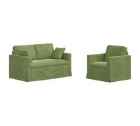 vidaXL Sofá 2 pcs Verde Claro, Sala de Estar, Forma Rectangular, diseño Moderno, Materiales duraderos, características ergonómicas para Comodidad y Estilo en Cualquier Espacio