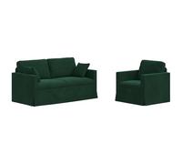 vidaXL Sofá 2 pcs Verde Oscuro