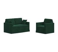 vidaXL Sofá 2 pcs Verde Oscuro, Sala de Estar, Forma Rectangular, diseño Moderno, Materiales duraderos, características ergonómicas para Comodidad y Estilo en Cualquier Espacio