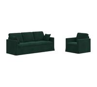 vidaXL Sofá 2 pcs Verde Oscuro
