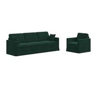 vidaXL Sofá 2 pcs Verde Oscuro 228 x 78 x 80 cm Terciopelo, Sala de Estar, Forma Rectangular, diseño Moderno, Materiales duraderos, características ergonómicas para Comodidad y Estilo en Cualquier es