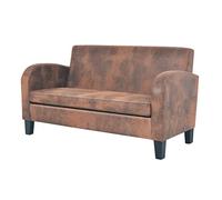 Sofá De 2 Plazas Con Reposabrazos De Ante Sintético Marrón 139 X 70 X 76 Cm Vidaxl