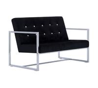 Vidaxl sofá 2 plazas con reposabrazos cromado y terciopelo negro