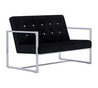 vidaXL Sofá 2 Plazas con Reposabrazos Cromados y Terciopelo Sillones Sillas Casa Hogar Salón Comedor Bricolaje Mobiliario Asientos Muebles Negro