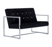 vidaXL Sofá 2 Plazas con Reposabrazos Cromados y Terciopelo Sillones Sillas Casa Hogar Salón Comedor Bricolaje Mobiliario Asientos Muebles Negro