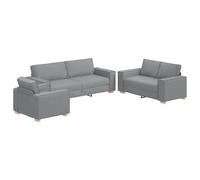 vidaXL Juego de Sofás Moderno en Gris Claro con Tela Transpirable 1 Silla 2 y 3 Sofás para Sala de Estar Oficina Muebles de Interior Estilo Duradero