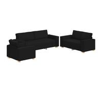 vidaXL Sofá 3 pcs Negro 220 x 80 x 84 cm Tejido Mezcla de Lino, Sofá de Lino Elegante, Set Moderno de Asientos, sofá Duradero de 3 plazas, Ideal para tu Sala