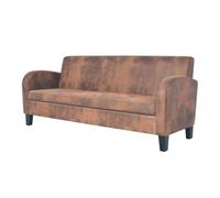 Sofá De 3 Plazas De Ante Sintético Marrón 183 X 70 X 76 Cm Vidaxl