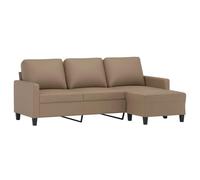 vidaXL Sofá 3 plazas y Taburete Cuero sintético Color Capuchino 180 cm