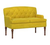 vidaXL Sofá Amoroso con Botones Acolchados Amarillo Claro Terciopelo, Sofá tapizado con reposabrazos, Respaldo Firme, Asiento de Terciopelo, Patas torneadas, cómodo y Resistente